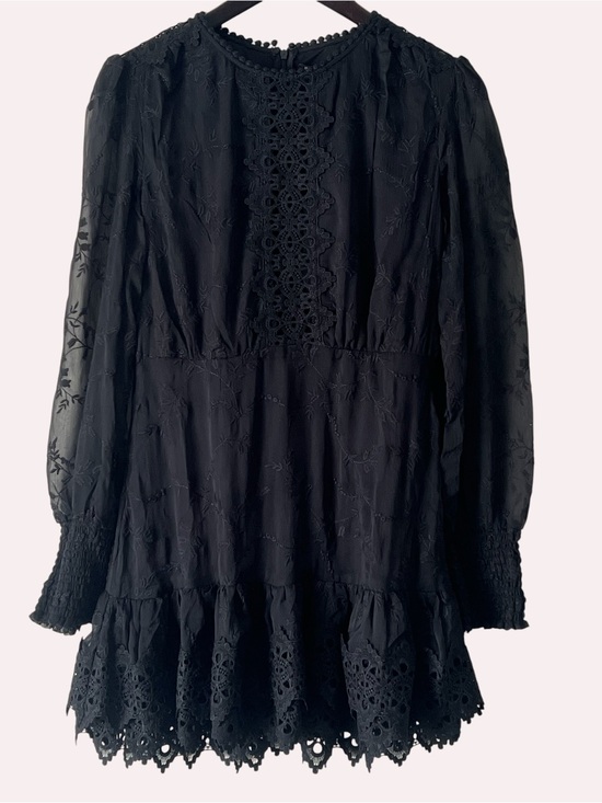 the clothing company Dresses & Skirts - the clothing company Black Eyelet-Trim Crochet Embroidered Floral Mini Dress